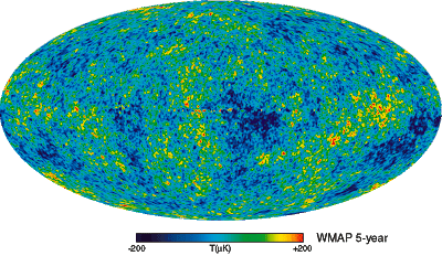 Five-Year Wilkinson Microwave Anisotropy Probe (WMAP) Observations: Data Processing, Sky Maps, and Basic Results. Credit Source: WMAP Science Team